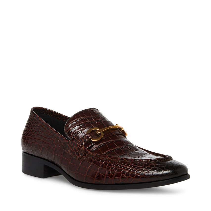 Dark Brown Steve Madden Philippe Crocodile Men's Loafers | PH 7194TZQ